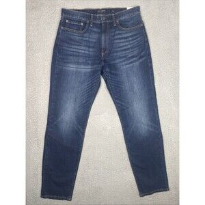 Lucky Brand Jeans 121 Slim Straight Mens 36x34 Blue Dark Wash Whisker Fade NWT